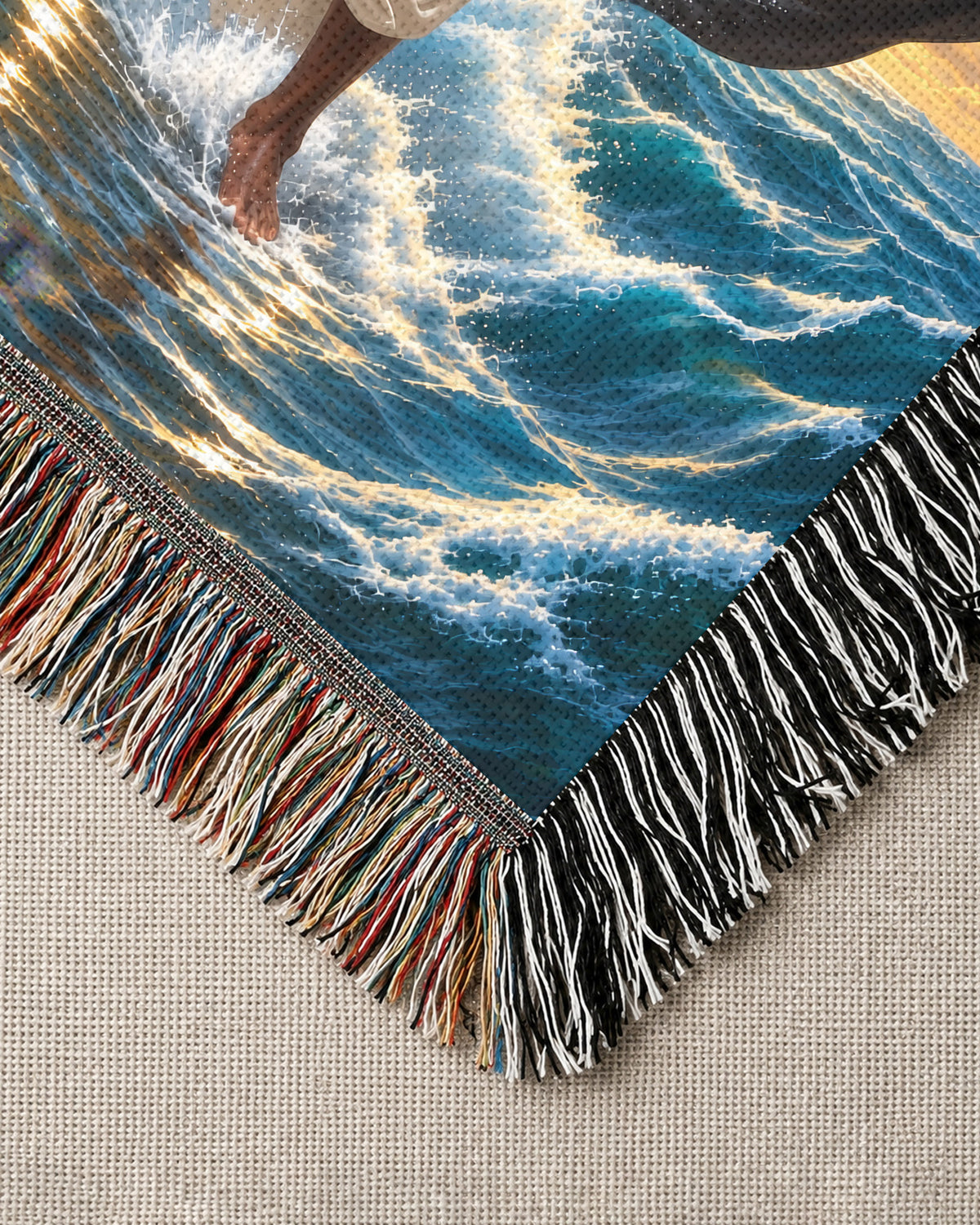 Black Jesus With Angels Walk On Water Blanket - Divine Gift