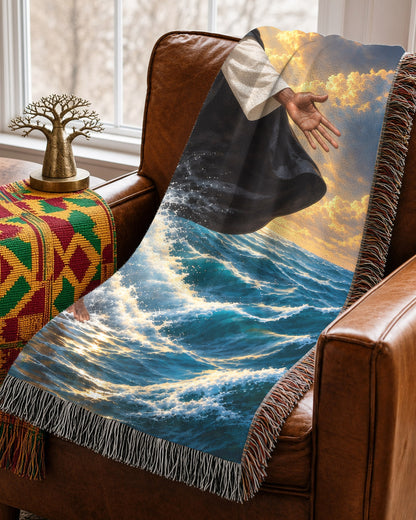 Black Jesus With Angels Walk On Water Blanket - Divine Gift