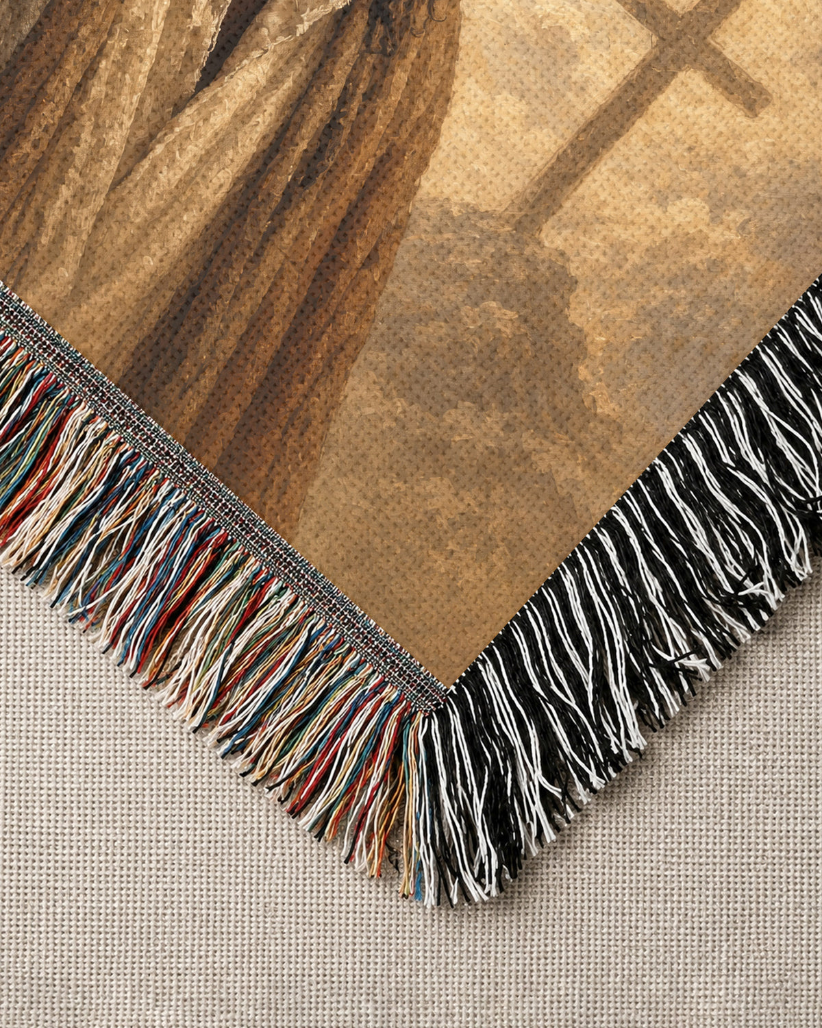 Black Jesus Crown Of Thorns Isaiah 53 5 Woven Blanket - Faith Throw