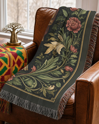 African American Jesus Botanical Floral Woven Tapestry Blanket