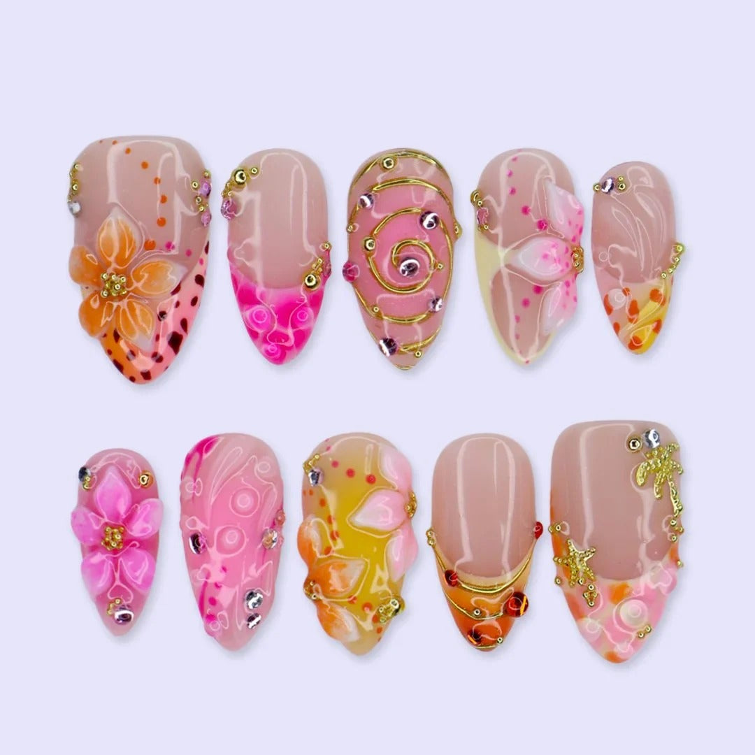 Sunset Bloom Press On Nails