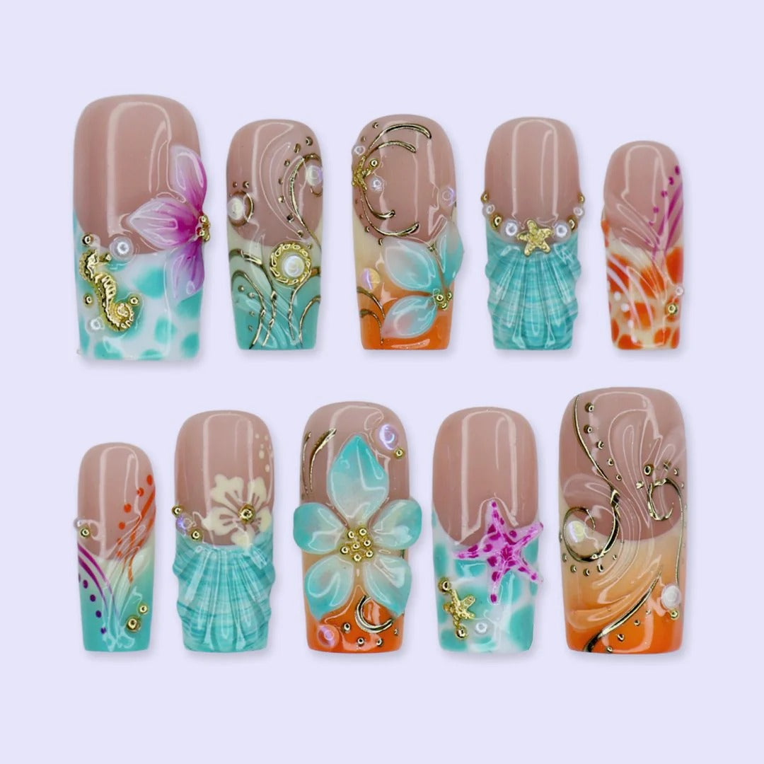 Seaside Blossom Press On Nails