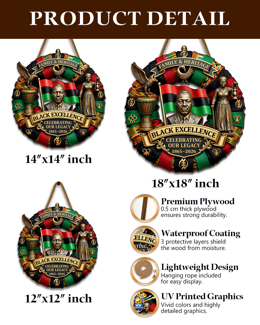 Family & Heritage Black Excellence Wood Sign