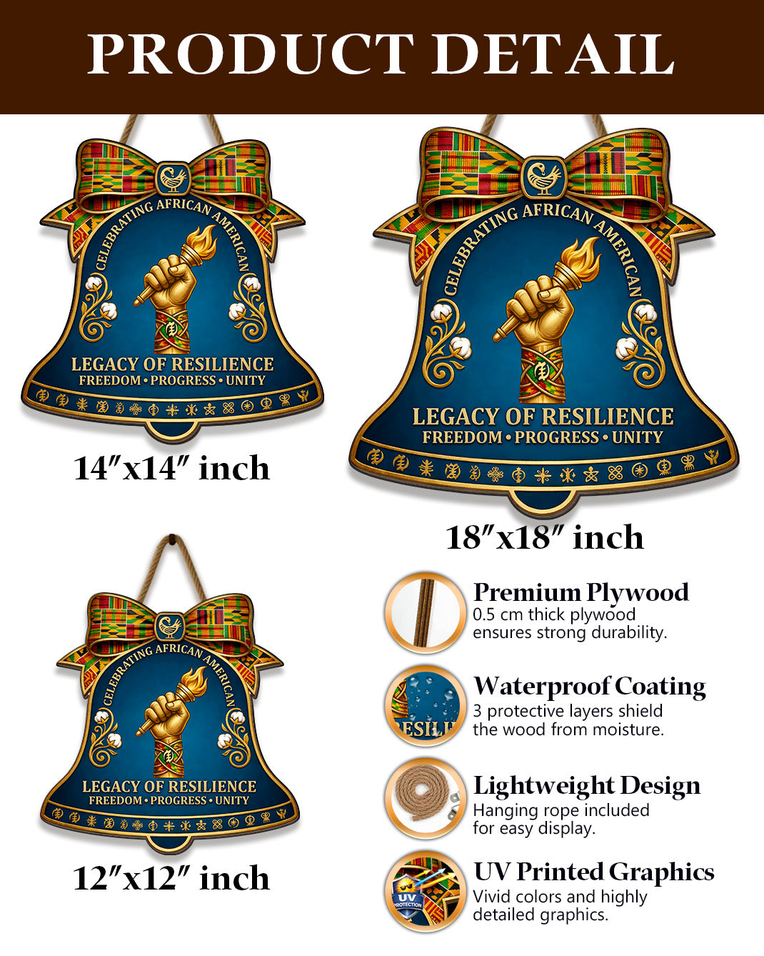 Legacy of Resilience - African American Celebration Wood Bell Sign