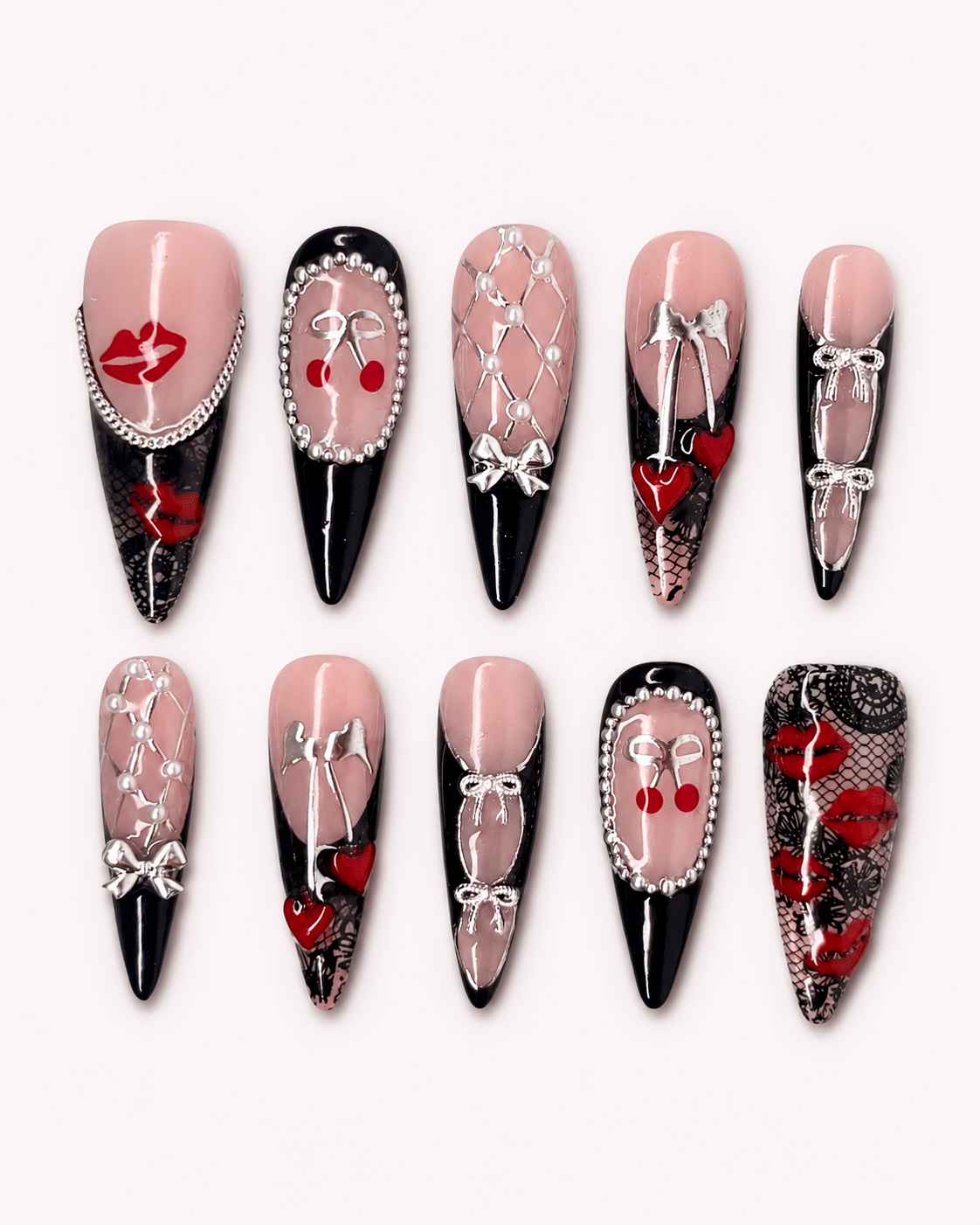 Black French Cherry Press On Nails