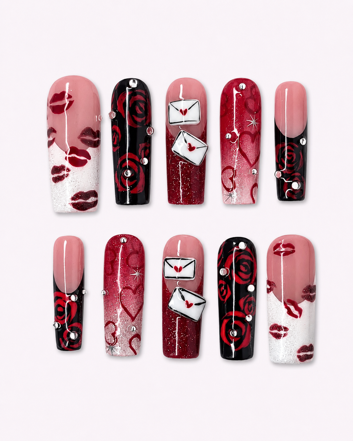 Crimson Letter Summer Y2K Press On Nails