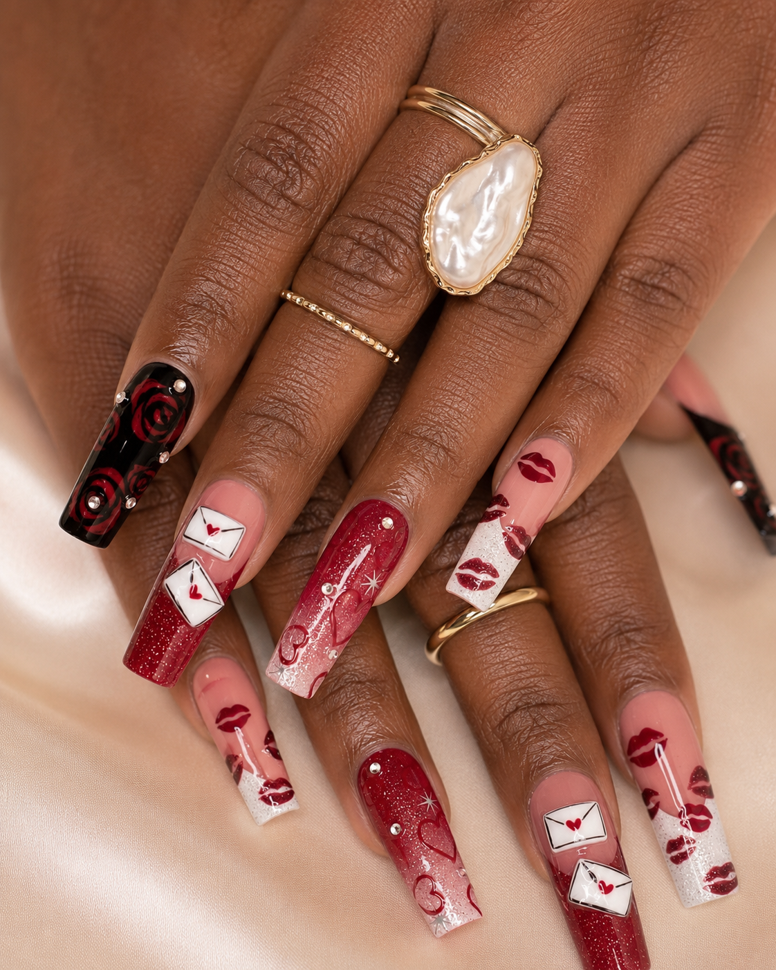 Crimson Letter Summer Y2K Press On Nails