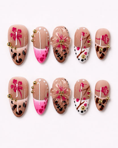 Summer Y2K Cherry Black French Nails