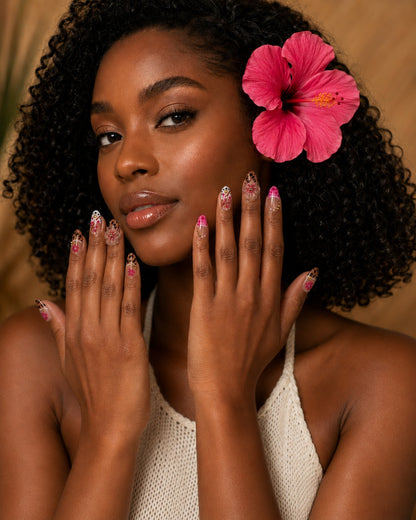 Summer Y2K Cherry Black French Nails