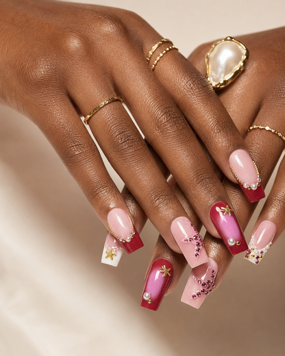Pink Starfish Ocean Press On Nails