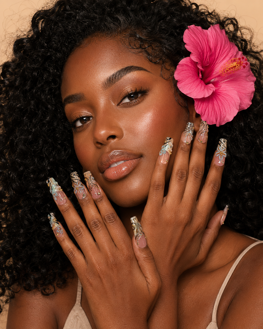 Seafoam Blossom Summer Press On Nails
