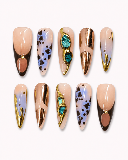 Azure Mirage Maximalist Press On Nails