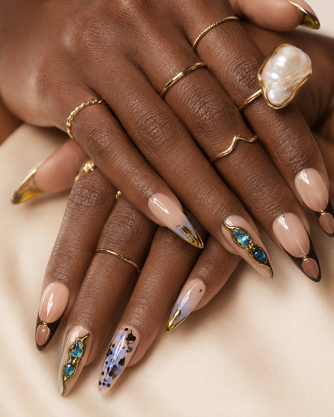Azure Mirage Maximalist Press On Nails