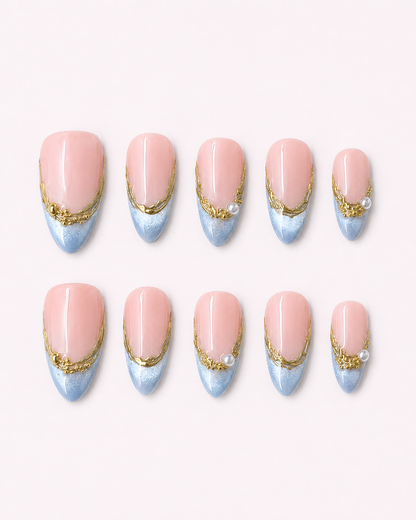 Aqua Mist Luxe Minimal Press On Nails