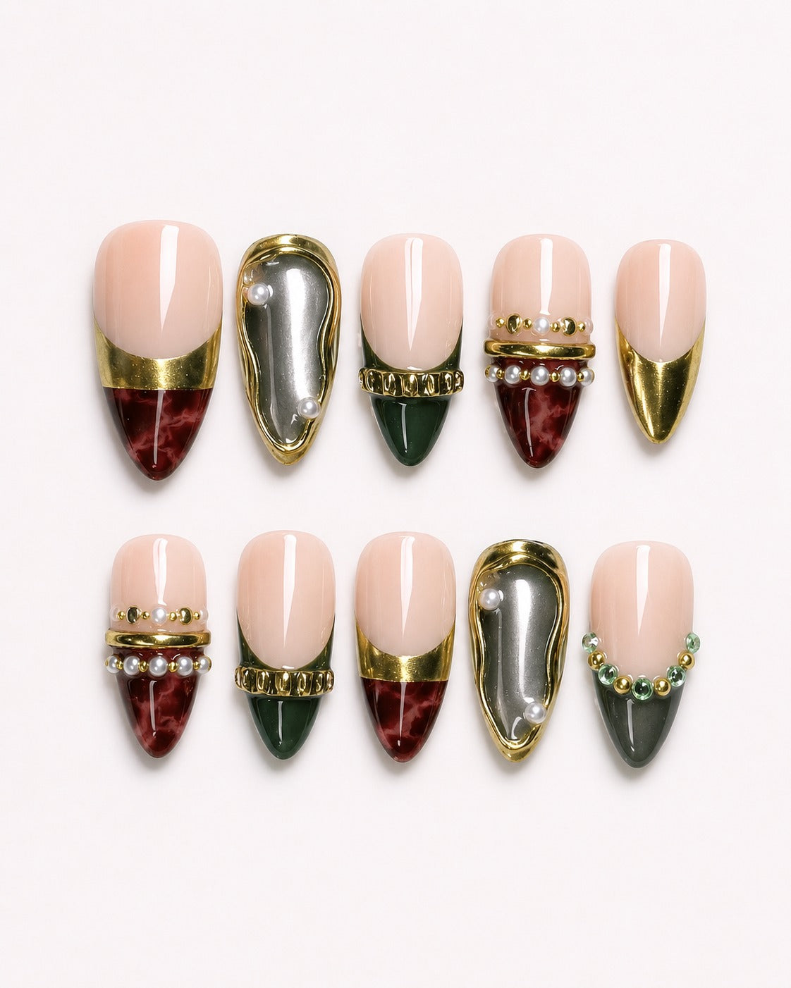 Molten Jade Shimmer Glow Press On Nails
