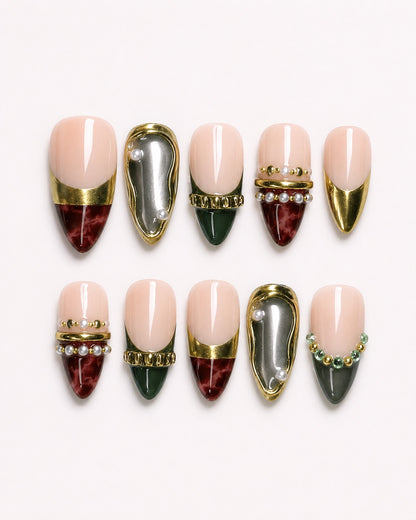 Molten Jade Shimmer Glow Press On Nails