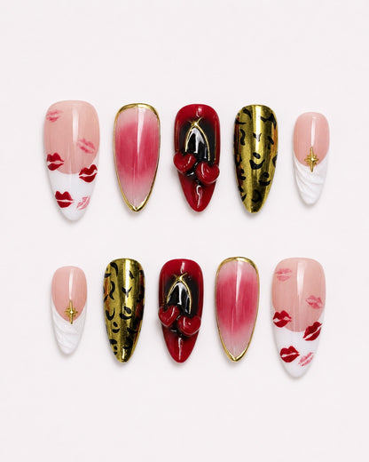 Passion Kiss Gilded Y2K Press On Nails