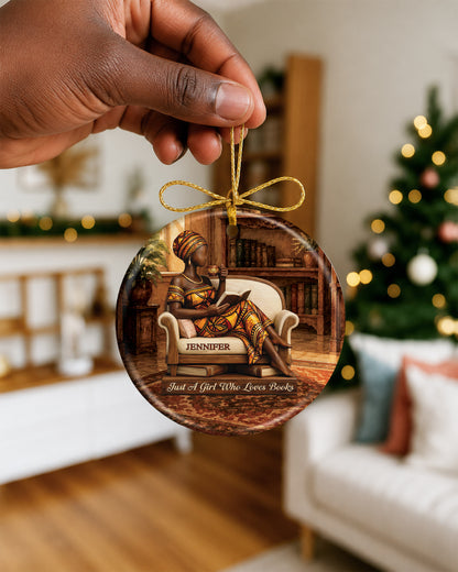 Black Woman Book Lover Christmas Ornament – Just A Girl Who Reads