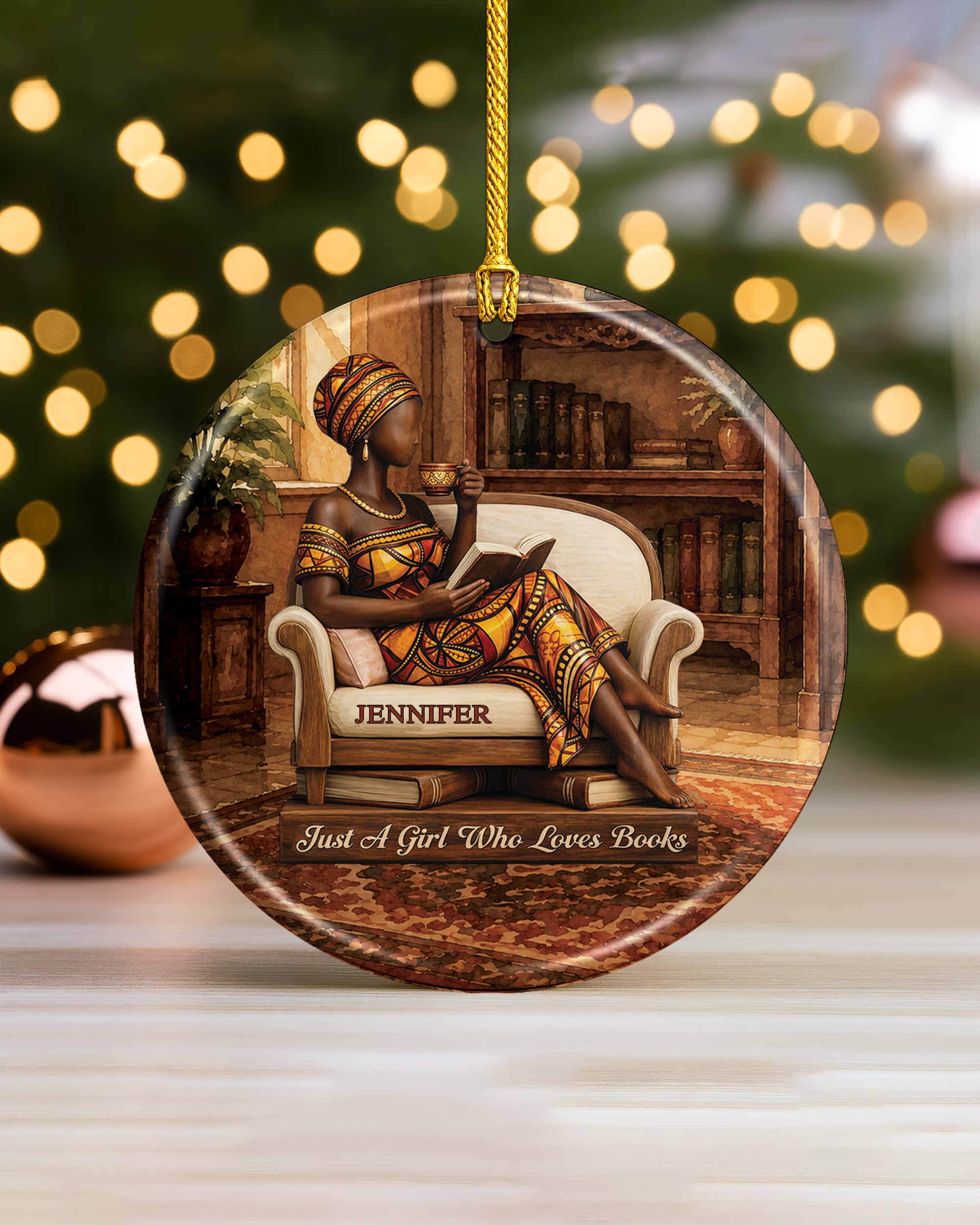 Black Woman Book Lover Christmas Ornament – Just A Girl Who Reads