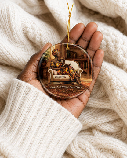 Black Woman Book Lover Christmas Ornament – Just A Girl Who Reads