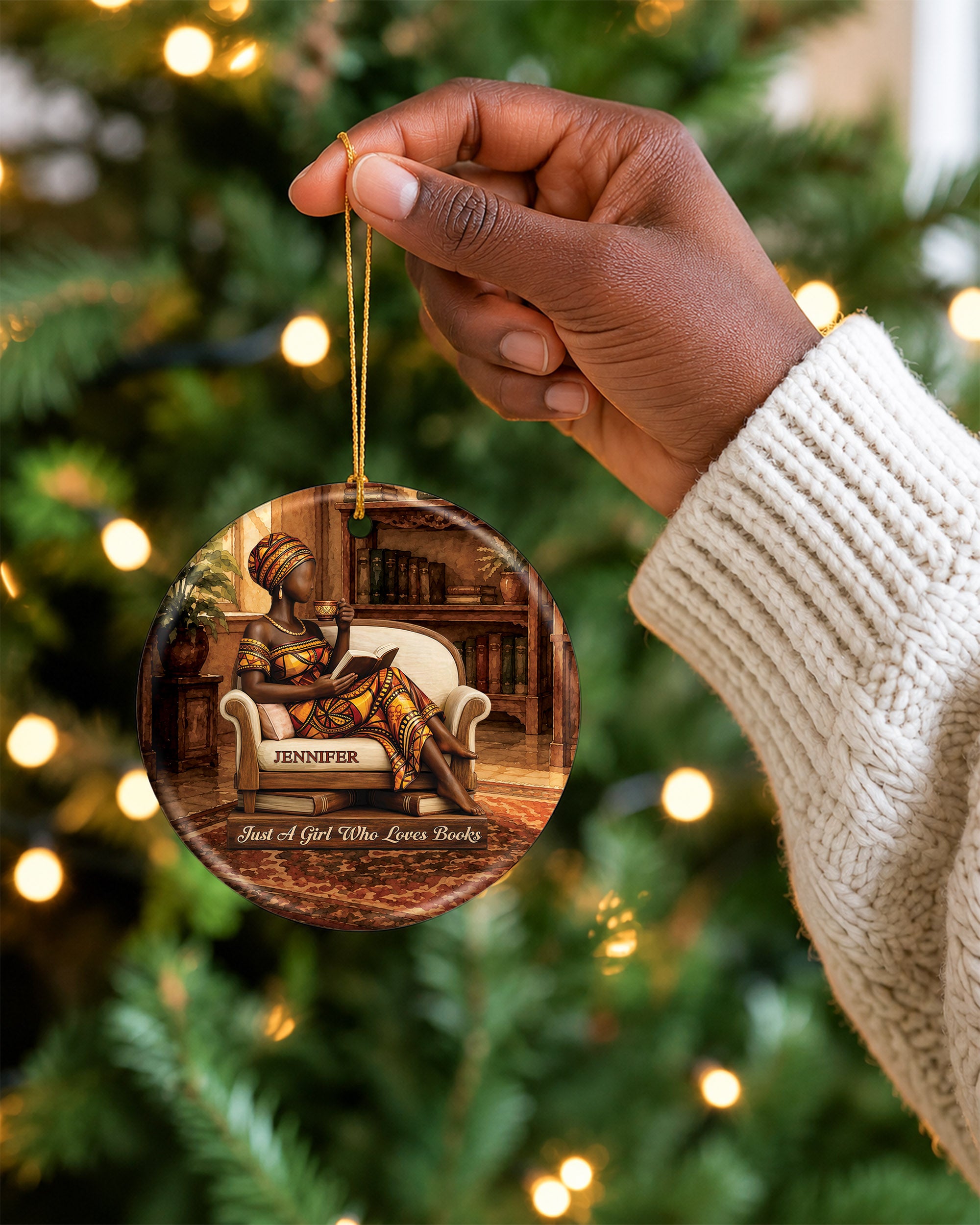 Black Woman Book Lover Christmas Ornament – Just A Girl Who Reads