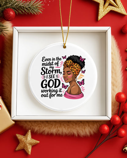 Blessed Black Girl Ornament God In My Storm Tree Decor