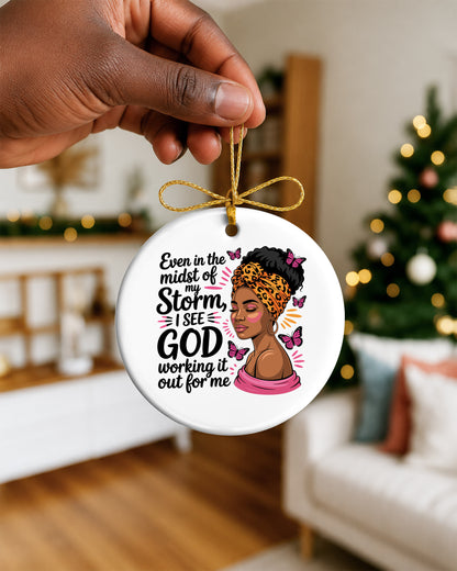 Blessed Black Girl Ornament God In My Storm Tree Decor