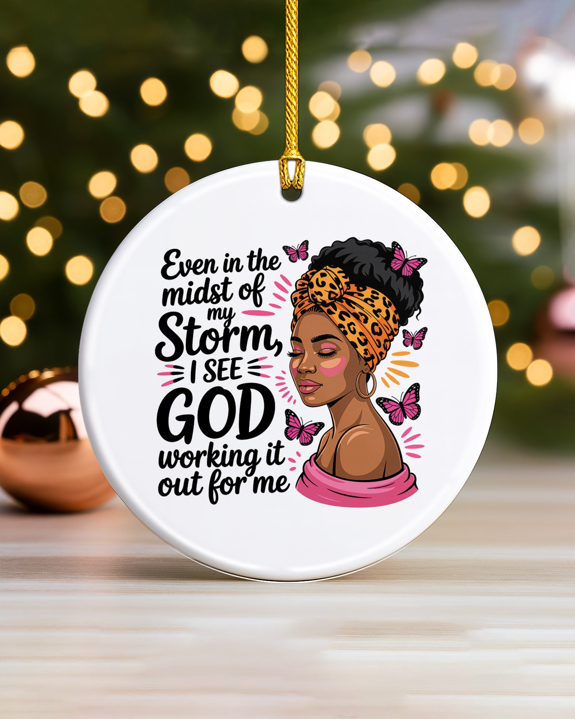 Blessed Black Girl Ornament God In My Storm Tree Decor
