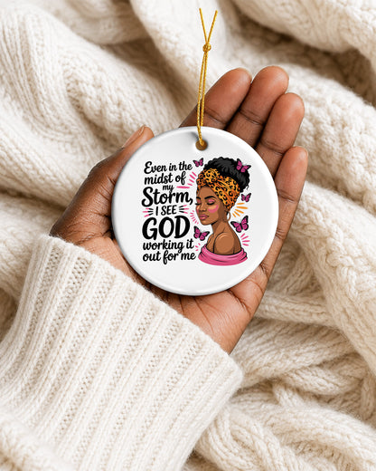 Blessed Black Girl Ornament God In My Storm Tree Decor