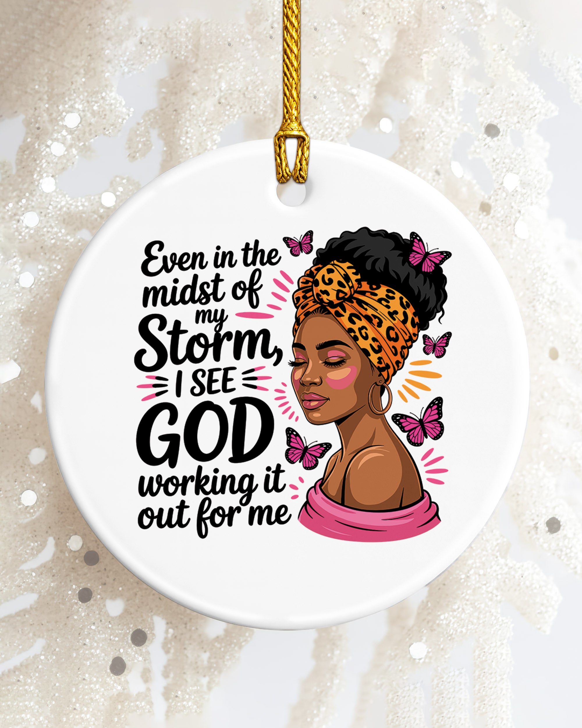 Blessed Black Girl Ornament God In My Storm Tree Decor