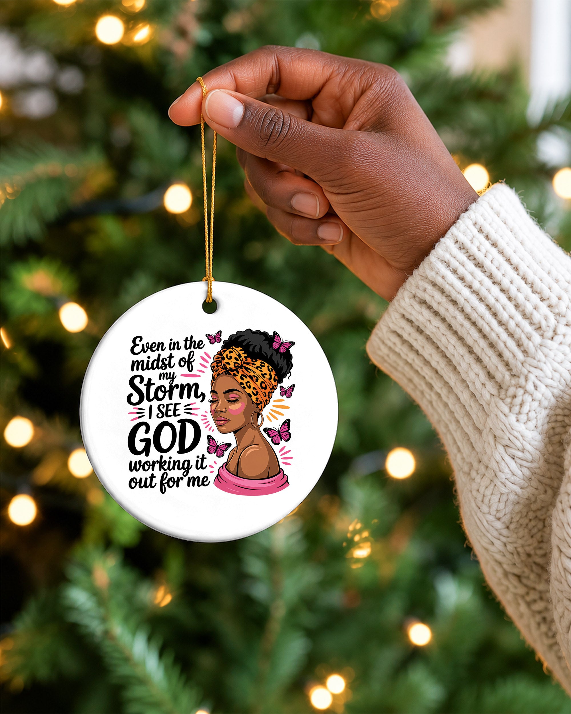 Blessed Black Girl Ornament God In My Storm Tree Decor