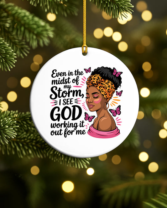 Blessed Black Girl Ornament God In My Storm Tree Decor