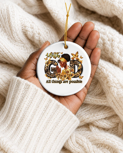 With God All Things Possible Ornament Black Woman Tree Decor