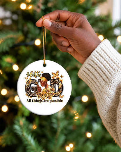 With God All Things Possible Ornament Black Woman Tree Decor