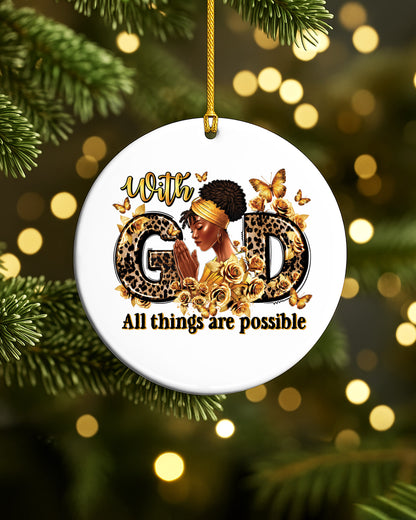 With God All Things Possible Ornament Black Woman Tree Decor
