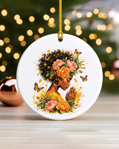 Black Woman Self Love Ornament - African American Beauty Christmas Gift