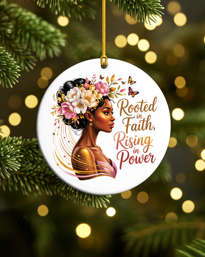Rooted In Faith Ornament - Black Woman Empowerment Christmas Keepsake