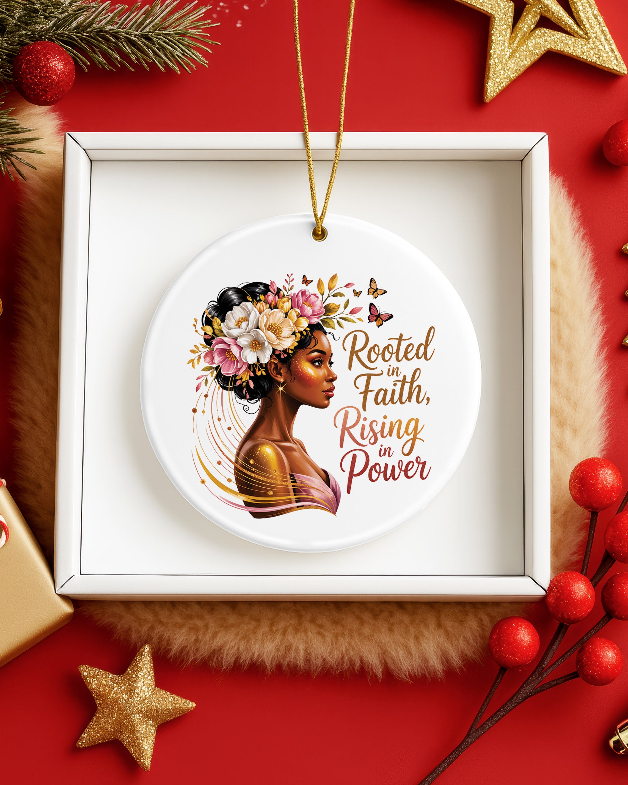 Rooted In Faith Ornament - Black Woman Empowerment Christmas Keepsake