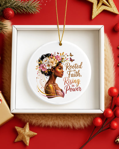 Rooted In Faith Ornament - Black Woman Empowerment Christmas Keepsake