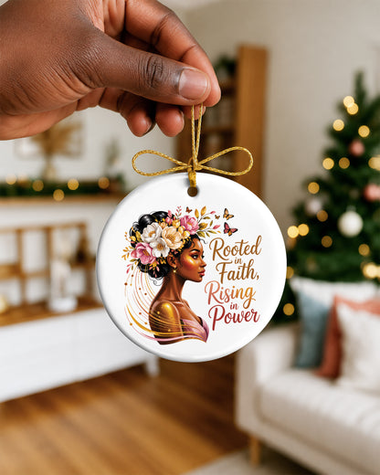 Rooted In Faith Ornament - Black Woman Empowerment Christmas Keepsake