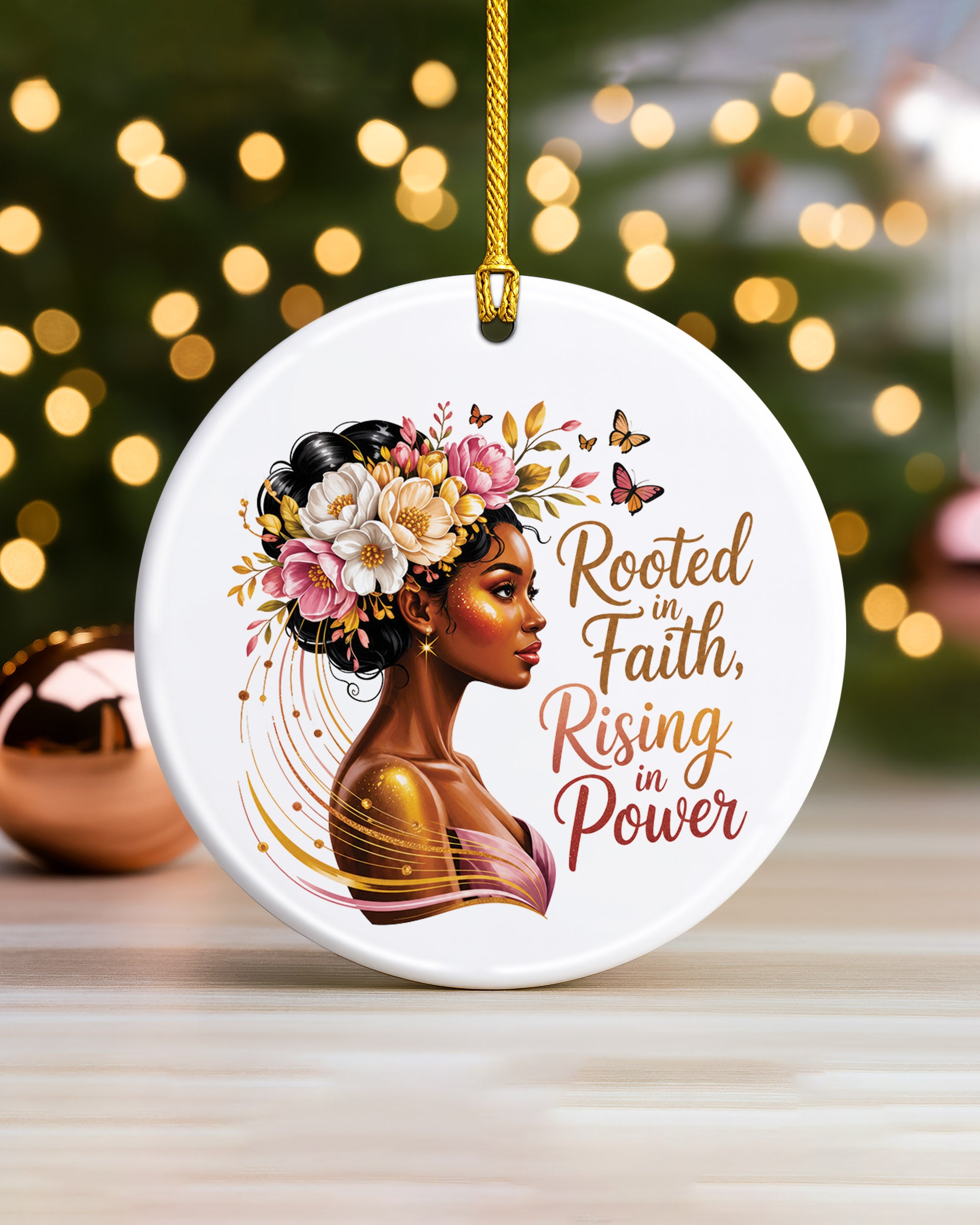 Rooted In Faith Ornament - Black Woman Empowerment Christmas Keepsake