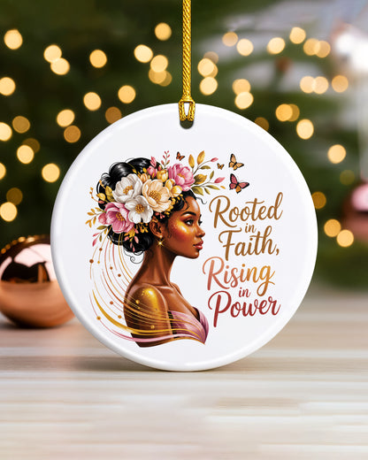 Rooted In Faith Ornament - Black Woman Empowerment Christmas Keepsake