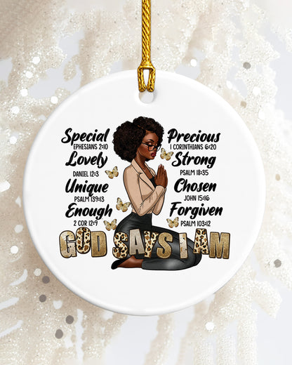 God Says I Am Ornament Black Woman Scripture Christmas Decor
