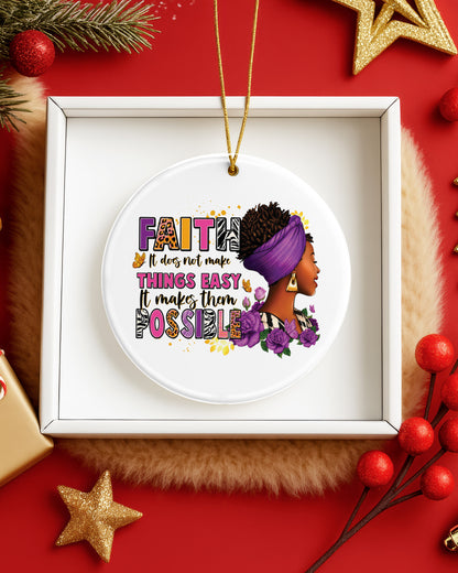 Faith Makes Them Possible Ornament Afro Black Woman Tree Decor