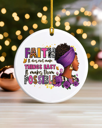 Faith Makes Them Possible Ornament Afro Black Woman Tree Decor