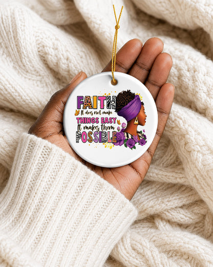 Faith Makes Them Possible Ornament Afro Black Woman Tree Decor