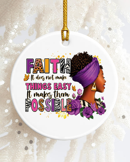 Faith Makes Them Possible Ornament Afro Black Woman Tree Decor