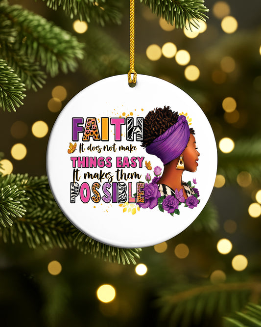 Faith Makes Them Possible Ornament Afro Black Woman Tree Decor