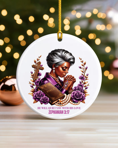Zephaniah 3:17 Ornament - Black Woman Faith Christmas Ornament