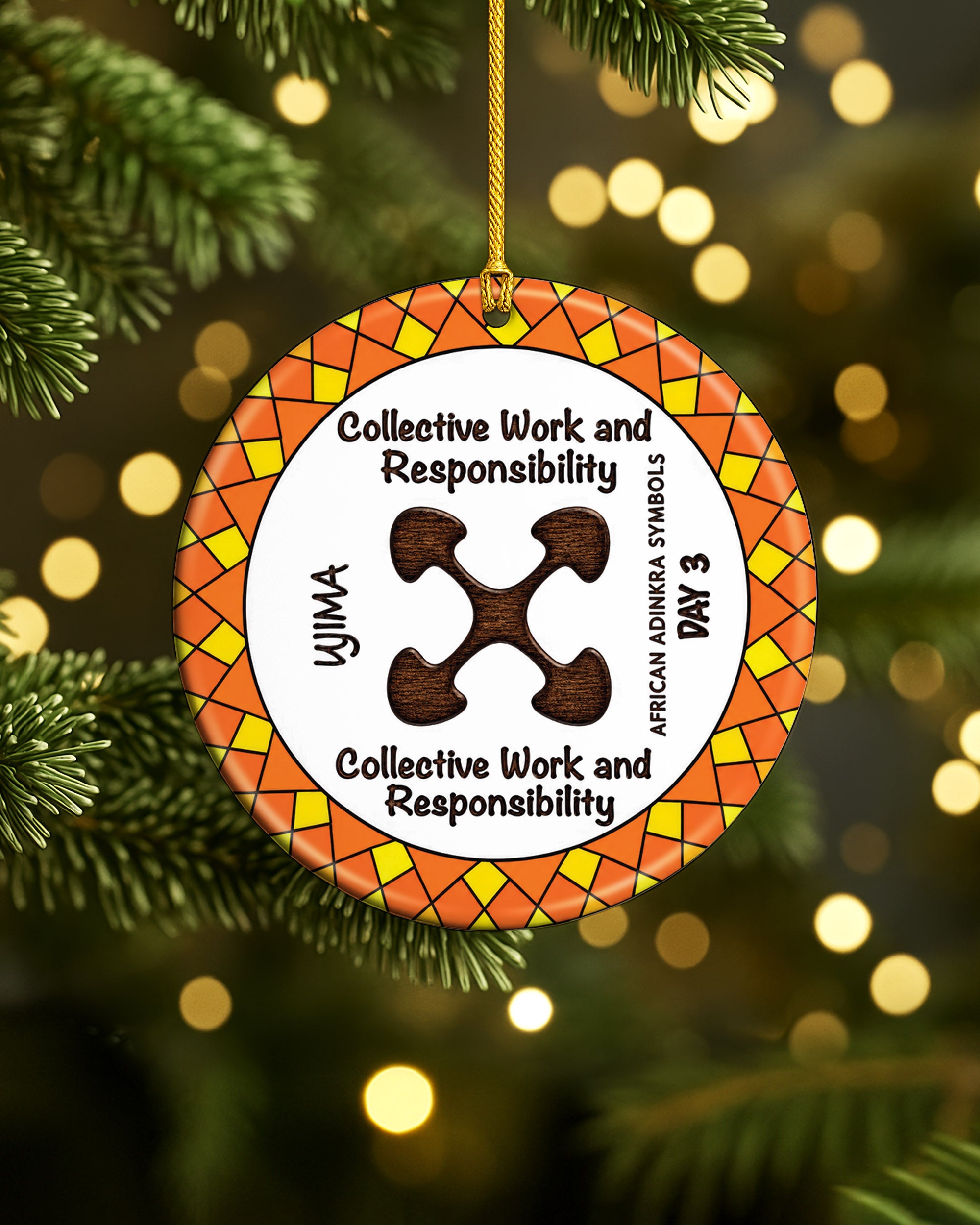 Adinkra Symbol Ornament - African Heritage Christmas Keepsake